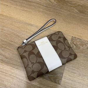 Coach Signature Brown and White Wristlet